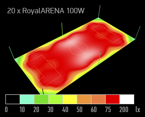 symulacja oswietlenia boisko orlik dialux naswietlacz led arena 100W render