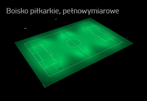 Symulacja oświetlenia LED tafli boiska w programie DiaLUX.